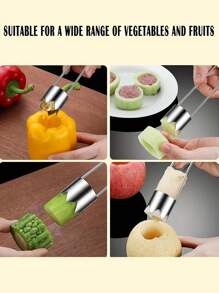 1 Stück - 4 Stück Edelstahl Obst- und Gemüsekernentferner, Paprikakernentferner, Apfel, Birne, Tomate, Paprika Kern Entfernungswerkzeug für die Küche - langanhaltend und einfach zu verwenden