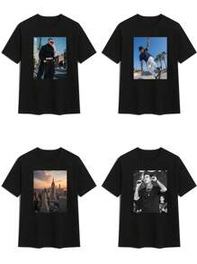 Customizable Men's T-Shirt With Personalized Graphic, Upload Your Photo/Friend/Lover Photo, Black T-Shirt, Holiday Gift, Anniversary Gift, Company Teambuilding Uniform, Music Festival, Gift For Him, Spring/Summer Men's Crew Neck Short Sleeve T-Shirt Easy Costume, Modest Fashion, Minimal Chic, Casual Custom, Unique, Personalized Ideal Gifts For Him Family, Boyfriend, Friends, Children