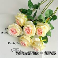 10 Stücke Seidenrosen, 20.1" künstliche Rosen mit weichen Dornenstielen, lebensechte Künstliche Blumen für Hochzeit Strauß, Tisch-Mittelstücke, Heimdekor