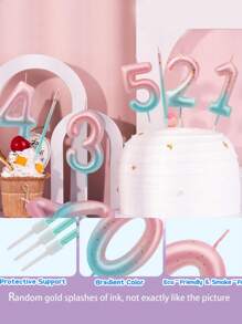 Ombre Splash Mermaid Digits 0-9 Birthday Anniversary Party Cake Topper Candle - Multicolor - View 2