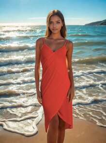 Casual Beach Vacation Pareo Slip Dress, Sexy Wrap Dress For Women, Summer New Style