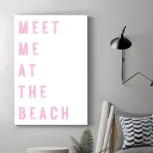 1pc Framed Canvas Poster, Meet Me At The Beach Wall Art Canvas Paintings, Ideal Gift For Bedroom Living Room Corridor, Wall Art, Room Decoration