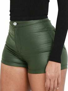Quần short nữ màu trơn, kiểu dáng casual gợi cảm, thích hợp cho kỳ nghỉ thu/đông và mùa hè. - xanh quân đội - Xem 4