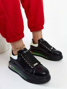 时尚百搭的休闲厚底运动鞋 - 黑色 - 查看 2