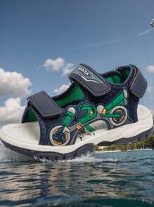 2025 Summer New Fashion Boys Sandals, Hook And Loop Casual Beach Shoes For Kids - Blue - View 5