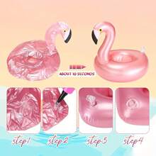 Rose Golden Flamingo Inflatable Coaster - Add Fun And Style To Your Pool Parties And Beach Vacations! - Multicolor - View 6