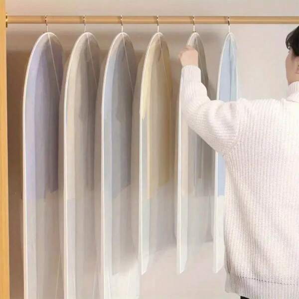 1 Stück/5 Stücke transparente Kleiderschutzaufbewahrungstaschen, Vliesstoff Kleidungs-/Mantelschutz Aufbewahrungstasche