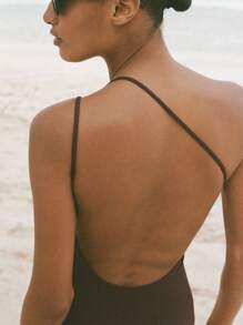 1 szt. Damskie, casualowe, plażowe, eleganckie, seksowne, bezrękawnikowe, odkryte plecy, z metalową klamrą, na wiosnę i lato