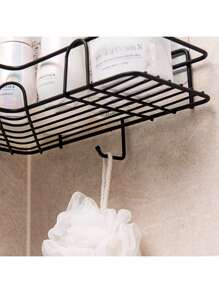 1 pezzo Scaffale organizzatore da bagno, portarotolo di carta igienica impermeabile, montato a parete, anti-ruggine, senza fori, può contenere articoli da toeletta, vasetti per spezie, da cucina e bagno