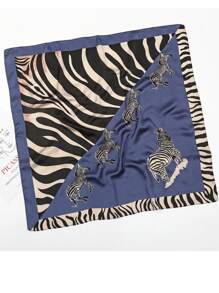 1 Stück modischer vielseitiger schwarz-weißer Tierprint 70cm kleiner quadratischer Schal/Schal, elegantes Damen Haaraccessoire, dekorativer Stirnband Turban Stirnband Schweißband