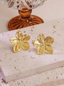 1 Set di gioielli in stile fattoria con design a fiori d'uovo in acciaio inossidabile (include 1 collana e 1 paio di orecchini), adatto per le donne da indossare in occasioni di fidanzamento o matrimonio, o come regalo festival per amici