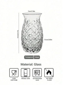 1pc High Borosilicate Glass Cup, Bar Internet Celebrity Pineapple Cocktail Glass, Luxury Embossed Cocktail Glass, Juice Glass, Mixing Glass, Suitable For Various Beverages Such As Fruit Juice And Milk, Back To School Supplies - Multicolor - View 8