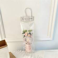 1 set DIY de bouquet floral tissé, comprenant tissu et fleurs tissées, vase en plastique, papier cadeau, 5 pièces de fleurs tissées. Convient comme cadeau pour la mère, les amis, l'anniversaire, la fête des mères, la Saint-Valentin, la décoration de la maison