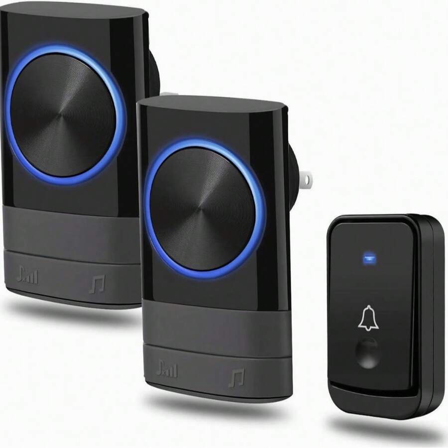 Waterproof Wireless Doorbell, 1 Transmitter And 2 Receivers, 200 Meter Range With 45 Melodies, 4 Volume Levels, LED Indicator, For Home Offices Hotels - View 1