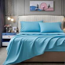 4pieces(Full/Queen/King)Lightweight Solid Comforter Cover Set For All Seasons,Twin(3 Pieces),Soft & Comfortable Cover Bed In A Bag Cover Set For Student/Friends/Colleage,A Cloud-Like Sleeping Space All Year Round,Spring/Summer/Autumn/Winter,Great Gift - light blue - 查看 4