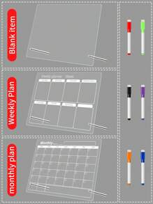 1pc Weekly/Monthly Planner Office Course Schedule Plan Board, Multifunctional Acrylic Desktop Planner, Erasable Transparent Memo Writing Board For Notes & Reminders Display