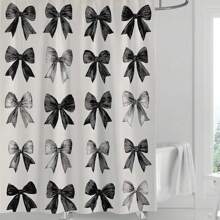 1pc Printed Waterproof Shower Curtain With 12 Plastic Hooks, Machine Washable, Bathroom Partition, Bathtub Curtain, Bathroom Decor Curtain Back To School