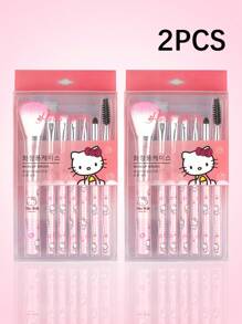 Sanrio Set di 7 pennelli trucco Hello Kitty di Sanrio, pennelli morbidi e portatili per il trucco