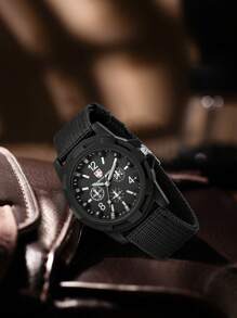 2pcs Men's Classic Canvas Strap Casual Sports Retro Simple Dial Quartz Watch For Daily Wear Or Holiday Gifts