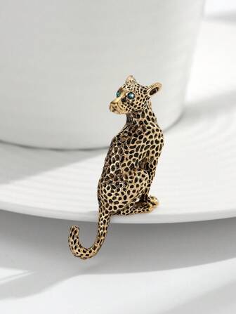 1pc Fashionable Vintage Leopard Brooch, Retro European American Style, Suitable For Daily Street Wear By Men