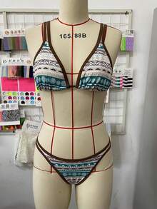 Women's Two Pieces Print Fashion Sexy Summer Seaside Resort Swimwear Set TOPS - Brown - View 4