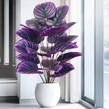 57-85cm/33.46inch Artificial Plant Purple Calla Lily Leaf Alocasia Leaf Apple Leaf Potted Ornamental Plants For Home Decoration