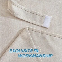 1 件亚麻无钉钩环窗帘，半透明隐私门帘，使用提供的钩环轻松安装和拆卸，推荐用于出租屋卧室窗帘 - 米色 - 查看 4