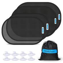 Pare-soleil de voiture PEMOTech, (lot de 4) Protection UV, [Version améliorée 2025] Pare-soleil de voiture universel avec ventouse