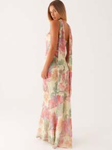 Women Summer Slim Fit Floral Off Shoulder Long Tube Dress With Scarf For Cocktail Parties - Nhiều màu - Xem 2