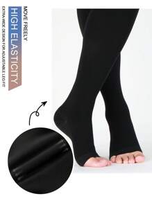 Unisex Compression Socks, Knee-High Toeless, Graduated Support, Silicone Non-Slip, Suitable For Running, Sports, Yoga, Travel, Comfortable & Warm - Black - View 7