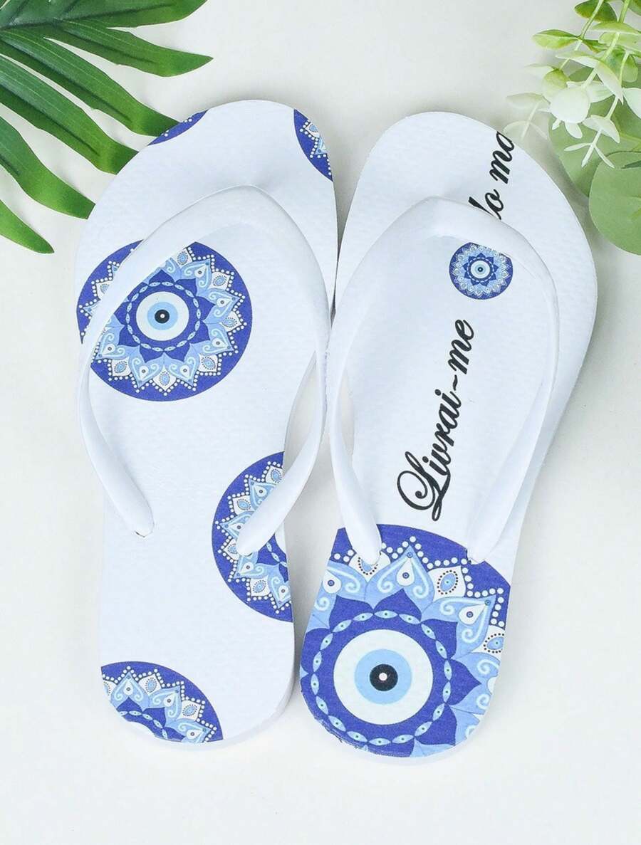 Women's Customized Flip-Flop Sandal With Original Print - Mắt ác - Xem 1
