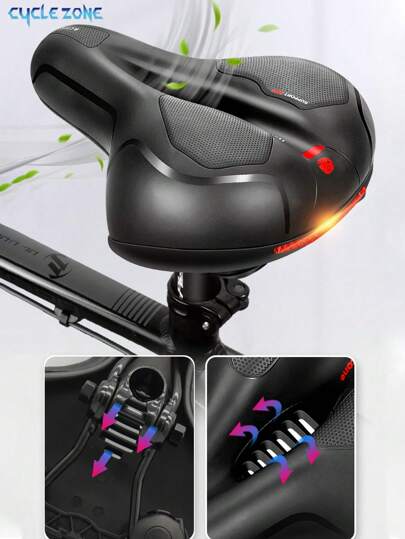 Sillín de bicicleta con cojín acolchado y transpirable, con amortiguación, asiento universal engrosado para bicicleta de montaña