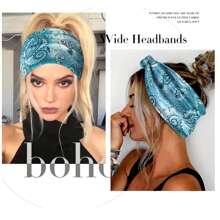 Women Fashion Cashew Flower Printed Hair Accessories Headband, Comfortable Anti-Slip Sports Hair Hoop Hair Wrap Elegant Hair Ornament - Multicolor - View 8