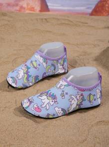 Girls' Fashion Casual Comfortable Unicorn Swimming Shoes Wading Aqua Shoes, Summer - Blue - View 5