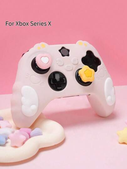 GeekShare 硅胶皮游戏控制器保护套，带 2 个拇指握把盖和 2 个贴纸