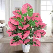 1pc New Elegant Artificial Yin Yang Taro, Suitable For High-End Indoor/Outdoor Decor, Perfect For Year-Round Office, Wedding, Yard, Photography, Garden, Photography And Seasonal Celebration Artistic Decoration, Tropical Green Plant Decor For All Seasons