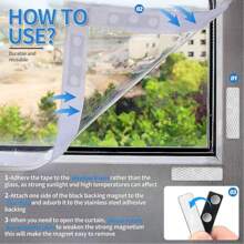 Magnetic Curtain Clips - Curtain Magnetic Clips With Adhesive For Blackout Curtains, Horizontal Blinds, Winter Window Insulation Sealing, Blackout Blind Accessories, Magnetic Curtain Clips Secure Curtains - Black - View 9