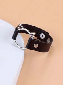 朋克风格哥特式嘻哈铆钉 PU 皮革手链，适合女性日常佩戴、节日、派对、音乐会、情人节礼物 - 黑色 - 查看 4