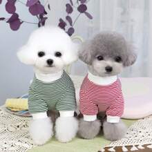 New Spring/Summer Pet Clothes, Cat Pajamas, Air Conditioning Cat Clothes, 25BOOK Bear Pajamas, Dog Four-Leg Clothes, Apparel, Animal Costumes, Small Dog Clothes, New Casual Clothes, British Style Animal Outfits, Breathable Sportswear, Leash Buckle Clothes - Red - View 4