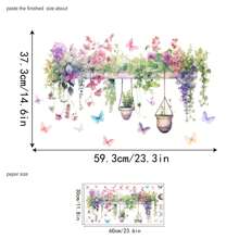 Removable Watercolor Hanging Potted Wall Stickers Flower Pots Wall Decals Colorful Plants Wall Sticker Floral Pendant Wall Decal Art Murals For Classroom Office Living Room Girl Bedroom Personalised Stickers