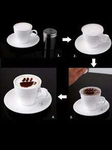 16 Peças Kit de Stencils de Café, Stencils de Arte em Cappuccino, Latte e Espuma de Leite para Barista, Ferramentas de Decoração de Bolo de Plástico para Café, Dia dos Namorados, Festa, Reunião e Volta às Aulas - Multicolorido - Visão 9