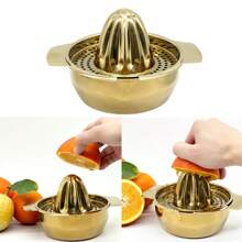 MiLaiWP 1pc Golden Stainless Steel Manual Juicer, Handheld Fruit Lemon Orange Squeezer Press, Compact Portable Design