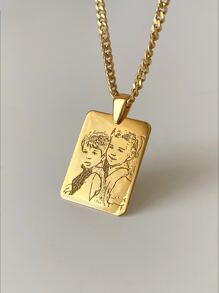 Collar personalizado con foto grabada, grabado personalizado de foto, collar de acero inoxidable de 18 k, colgante de retrato de oro/plata, joyería personalizada de familia/mascota, regalo perfecto, dorado, elegante, colorido, vintage, simple, unisex, casual, lindos, personalizados, únicos, regalos ideales para él, regalos ideales para ella, novia, novio, papá, mamá, familia, amigos, para aniversarios, para cumpleaños, para graduación, para baile de graduación, para fiestas, suministros escolares, de vuelta a la escuela, para la oficina, para la escuela, para el aula, para regalos de maestros, para la universidad, para colegas, para dormitorios, para maestros, para niños y niñas, para adolescentes, estudiantes de secundaria, estudiantes de secundaria, estudiantes universitarios, universitarios