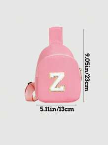 2pcs Set Letter Print Kids Bucket Hat & Minimalist Brim, Fashion Shoulder Diagonal Cross Bag, Suitable For Boys And Girls Everyday Wear - Pink - View 5