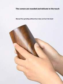 1pc Solid Walnut Wood Retro Storage Bucket, Tea Accessories Container, Pen Holder, Modern Minimalist Wooden Office Desk Stationery Organizer, Handmade Walnut Wood, Color And Size May Vary, Back To School