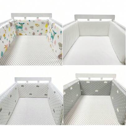 AIBOYING 1 Stück weißer Neugeborenen Baby Kinderbettschutz, Ganzjahres Baumwoll Baby Bettschutzgitter, Sturzsicherer Kinderbett Zaun 120/140/200 x 30 cm