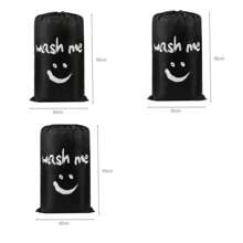 1/3 piezas, Bolsa con cordón de gran capacidad para ropa sucia con estampado de sonrisa, bolsa de lavandería, bolsa de almacenamiento de gran capacidad, bolsa de almacenamiento de ropa sucia, 4 colores diferentes, bolsa de compras, bolsa de mudanza, bolsa para el polvo de la ropa, bolsa plegable para almacenamiento en el hogar