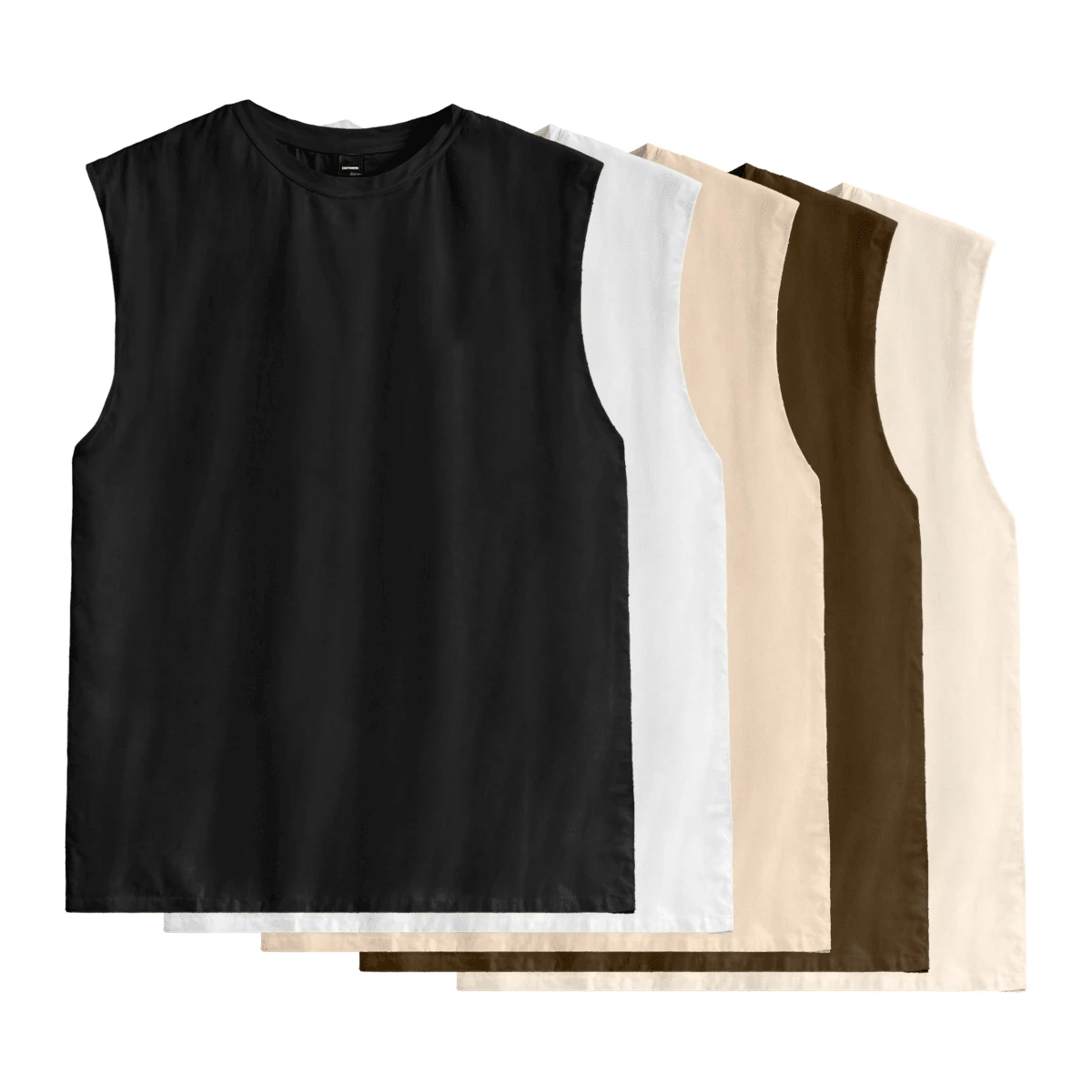 Kit 5 T-Shirts Oversized Tank Top Plain Streetwear Gym Shirt Bodybuilding Macho Over Street Scoop Neck Blouse Cotton Yarn 30.1 Combed Summer Tropical Beach Beach Clothing - Nhiều màu - Xem 1