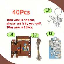 40 Stücke/10 Sets Welt Karten Mini Koffer, 10 Stücke Flugzeug Schlüsselanhänger, 10 Stücke Flugzeug Karten, 10 m Seil, Geschenkbox für Süßigkeiten, Hochzeitsreise Thema, Flugzeug Reise Schlüsselanhänger, Geburtstags Dekorationen, Junggesellenabschied Dekorationen