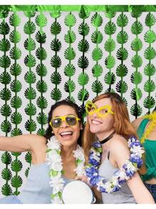 Decoraciones de fiesta tropical de Hawái Guirnalda de hojas de palma verdes de 3.3X6.6 pies, cortinas con flecos de lámina, fondos de escenario con hojas de palma y flecos de lámina, pancarta ideal para fiestas de cumpleaños, luau y de la selva y dinosaurios, perfecta para fiestas de playa y piscina de verano, hawaianas